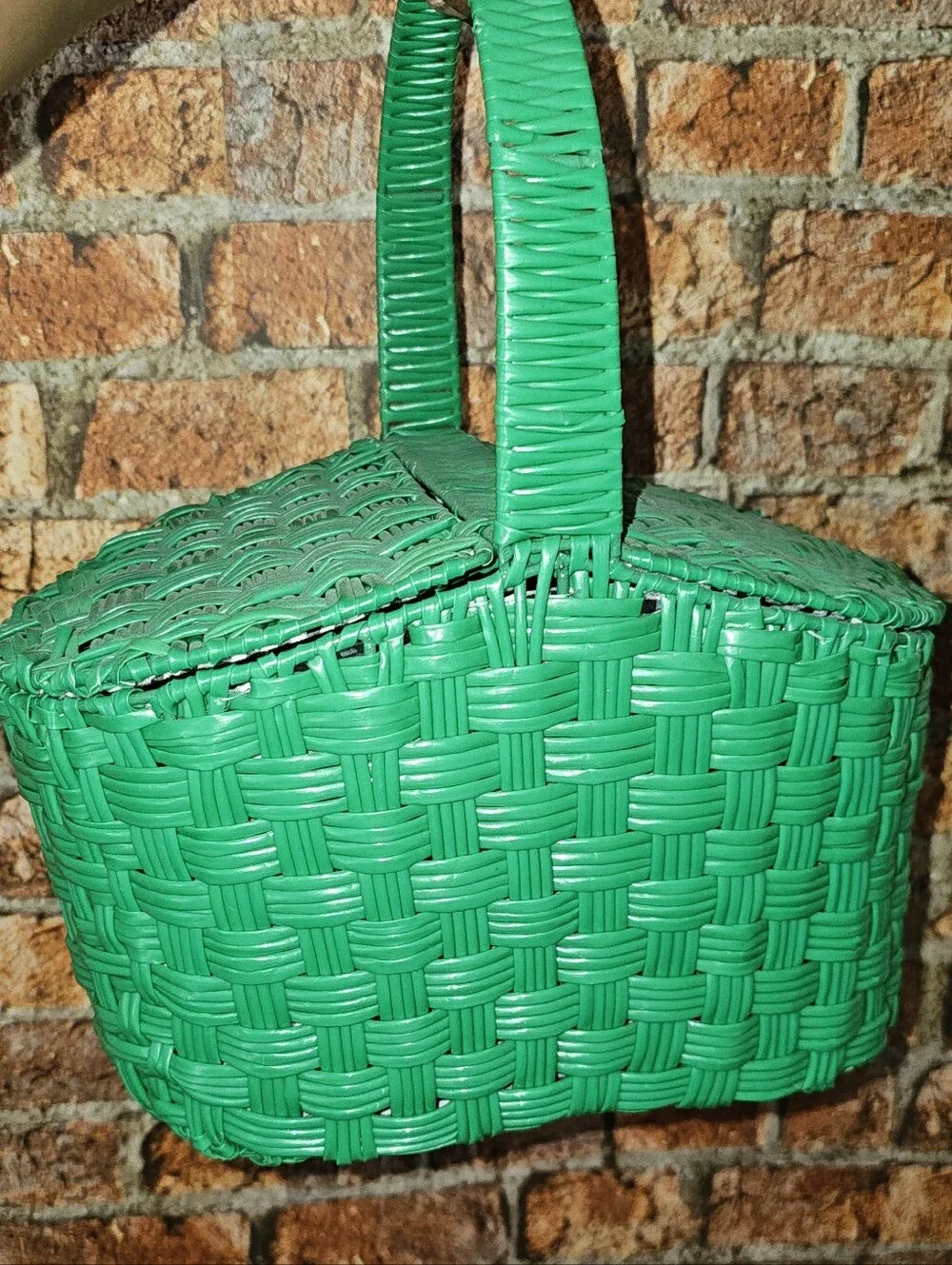 Zara Green Picnic Basket Handbag/Tote